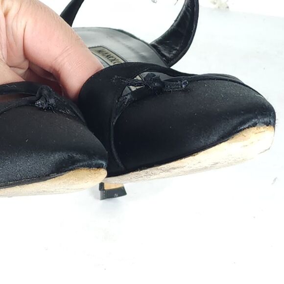 Manolo Blahnik Women's EU36 US6 Black Satin Pointed Toe Stiletto Mules Pumps - Picture 16 of 16